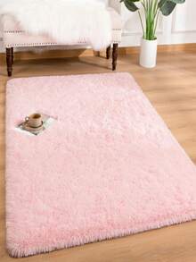 1pc Solid Color Plush Rug, Fluffy & Soft, Suitable For Living Room, Bedroom, Bathroom, Game Room, Studio, Decorative Rug, Washable - Pink - View 5