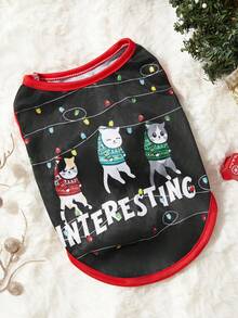 PETSIN 1pc Christmas Lights Cat Vest Lightweight & Breathable Pet Harness - Multicolor - View 2
