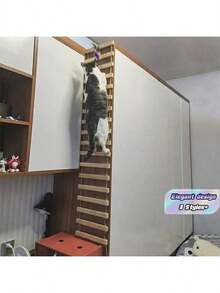 1 Piece Cat Climbing Ladder, Rough Fiber, For Play And Climbing, 50 Cm/100 Cm Length, Natural Pine Wood, Strong And Durable, Maximum Load 12 Kg (26 Lbs) - Apricot - View 1