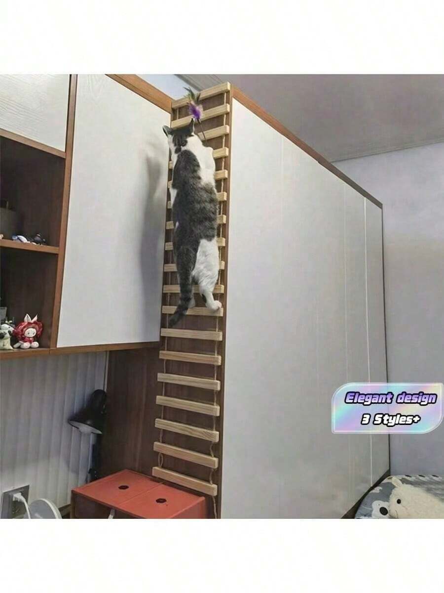 1 Piece Cat Climbing Ladder, Rough Fiber, For Play And Climbing, 50 Cm/100 Cm Length, Natural Pine Wood, Strong And Durable, Maximum Load 12 Kg (26 Lbs) - Apricot - View 1
