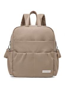 SHEIN 1 Camel Large-Capacity Oxford, Light Mommy Diaper Backpack, With 2 Stroller Straps, Suitable For Travelling - Multicolor - View 2