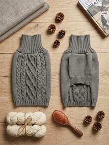 PETSIN 1 Piece Of Grey Minimalist Pet Sweater, Thickened For Warmth, Shed Fur, Pet Clothing - Multicolor - View 5