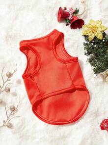 PETSIN 1pc Christmas Snowflake Pattern Red Pet Vest,Warm, Breathable, And Soft Pet Clothing - Multicolor - View 8