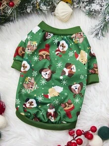 PETSIN 1 Pc Christmas Dog Head Wearing Christmas Hat Snowflake Pet Christmas Skin Friendly Breathable Pet Clothes - Multicolor - View 5