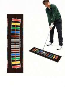 1Pc Golf Putting Practice Mat, Curved Design Putting Trainer With Alignment Track, Foldable Easy‑Storage Indoor & Outdoor Training Aid With Alignment Guide For Home & Office, Improve Accuracy & Consistency For All Skill Levels - color - View 2