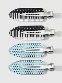 ROMWE Kawaii 4 Exquisite Versatile Music Series Multi-Color Polka Dot Piano Keys Hairpin DIY Side Clip Hairpin Duck Bill Clip, Combination Set, Daily Wear - Multicolor-2 - View 10
