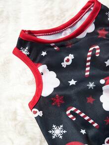 PETSIN 1pc Pet Christmas Santa Claus Print Sleeveless Tank Top For Dogs, Navy - Multicolor - View 11