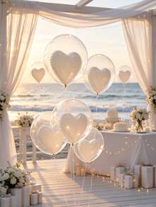 Minimalist Ins‑Style Heart Bobo Balloon Set, Perfect For Birthday Banquets, Marriage Proposals, Engagement Parties, Anniversaries, Wedding Scenes & Various Event Decorations - Bobo ball love white - View 7