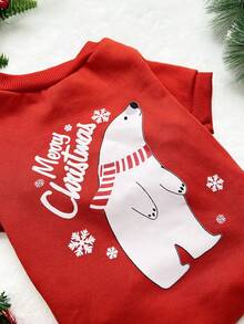 PETSIN 1 Pc Pet Christmas Arctic Bear Letter Print Red Sweatshirt - Multicolor - View 5