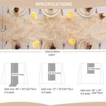 4 Styles Gold Hot‑Stamped Chiffon Table Runner, Gold Foil Lace Mesh Tulle Table Runner, Glitter Sparkling Table Runner For Wedding Party Dining Table Decor - Multicolor - View 11