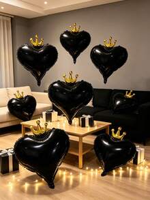 Crown‑Heart Foil Balloon Set, A Preferred Decorative Item For Birthday Banquets, Themed Parties, Arch Scene Arrangements And Family Gatherings. - Black Crown - View 2