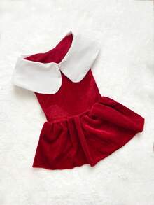PETSIN 1pc Red & White Plaid Pattern Elegant French Style Pet Dress - Multicolor - View 6