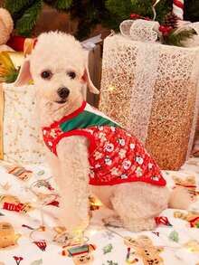 PETSIN 1pc Pet Christmas Suit Style Festive Costume Lightweight And Breathable Vest - Multicolor - View 5