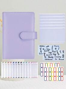 1PC Macaron Button Cash Savings Ledger Binder With 6 Envelopes 12 Budget Cards 2 English Labels 2 Color Labels Money Challenge Organizer - Sets - View 6