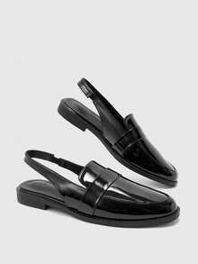 CUCCOO BIZCHIC Women's Shoes Flat-Bottomed Lace-Up Loafers - Black - View 3