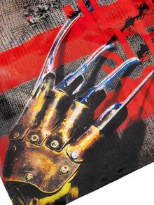 A Nightmare on Elm Street X SHEIN 萬聖節幽靈可折疊托特包，布料柔軟輕便，尺寸小巧，折疊後易於收納，內部空間充足 - 紅色 - 查看 5