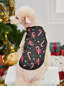 PETSIN 1 pieza Chaleco para mascotas transpirable y ligero con patrón de bastón de caramelo navideño, nuevo diseño - Multicolor - Ver 5