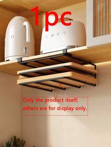 No‑Drill Under Cabinet Storage Rack, Pot Lid Cutting Board Holder, Kitchen Paper Towel Organizer For Home Kitchen - Multicolor - View 11