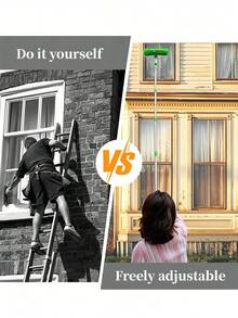 2-In-1 High-Rise Window Cleaning Kit With 10 Extension Rods For High-Rise Glass Wipe And Scraper, Reusable Microfiber Pad, No Power Required, Machine Washable, Ideal Mother's Day Gift - A - View 8