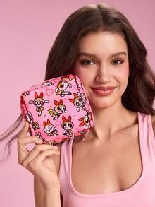 THE POWERPUFF GIRLS X SHEIN Feitian Full Version Square Storage Bag, Zipper Sealed, Can Store Sanitary Napkins, Makeup, Earphone Data Cables, Support Single Or Complete Sets, Girls Commuting, Traveling Portable Multi-Functional Sundries Makeup Storage Bag - Multicolor - View 6