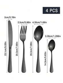 4/16/24pcs Stainless Steel Black Steak Knife, Fork, Spoon Cutlery Set With Gift Box, Suitable For Hotel, Restaurant, Home Dining, And Gift Giving - Black - View 13