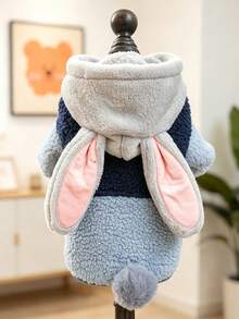 1Pc Bunny Ear Pet Costume, Fleece Warm Dog Coat, Cute Rabbit Outfit For Small Dogs & Cats, Autumn Winter Pet Party Apparel - Multicolor - View 10