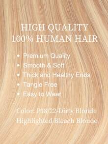 60片膠帶式接髮 真人頭髮，#P18/22 髒金色亮色漂染金 直髮 Remy Hair，14-22英吋，絲滑無縫隱形粗尾髮束，適合細髮增加豐盈感，專業沙龍與日常造型適用於女性與女孩 - SP18/22 - 查看 2