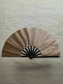1 Set Large Rave Hand Fans For Women Shiny Glitter Foldable Bamboo Dance Party Birthday Stage Performance Festival Decoration Gift - Multicolor - View 8