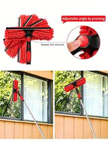2-In-1 High-Rise Window Cleaning Kit With 10 Extension Rods For High-Rise Glass Wipe And Scraper, Reusable Microfiber Pad, No Power Required, Machine Washable, Ideal Mother's Day Gift - A - View 6
