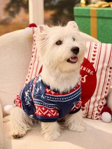 PETSIN 1 Pc Christmas Flannel Cute Print Pet Sweatshirt Without Hat - Multicolor - View 5