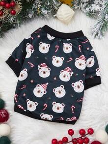 PETSIN 1 Pc Christmas White Bear And Candy Cane Christmas Skin Friendly Breathable Pet Clothes - Multicolor - View 4