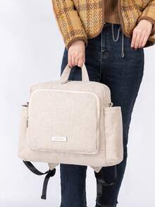 SHEIN 1 Extra-Capacity Multi-Functional Mommy Diaper Backpack, With 2 Stroller Straps, Ideal For Travelling And Picnics - Multicolor - View 6