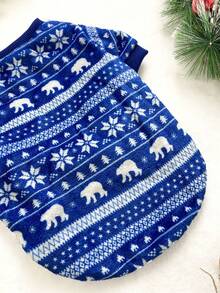 PETSIN 1 Pc Christmas Blue & White Flannel Cute Print Pet Sweatshirt - Multicolor - View 7