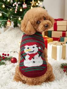 PETSIN 1件裝聖誕雪人寵物毛衣 貓狗通用冬季保暖寵物衣服 - 彩色 - 查看 7