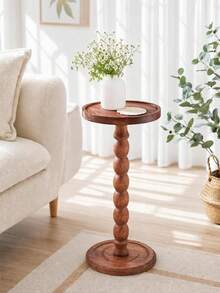 Haus Hana Modern Round Wooden Side Table, End Table, Wooden Coffee Table, Small Console Table, Multi-Functional Base Coffee Table For Living Room, Sofa, Bedroom; Wooden Plant Stand, Home Decor Furniture. Suitable For Living Rooms, Bedrooms, And Bedside Areas. - Multicolor - View 1