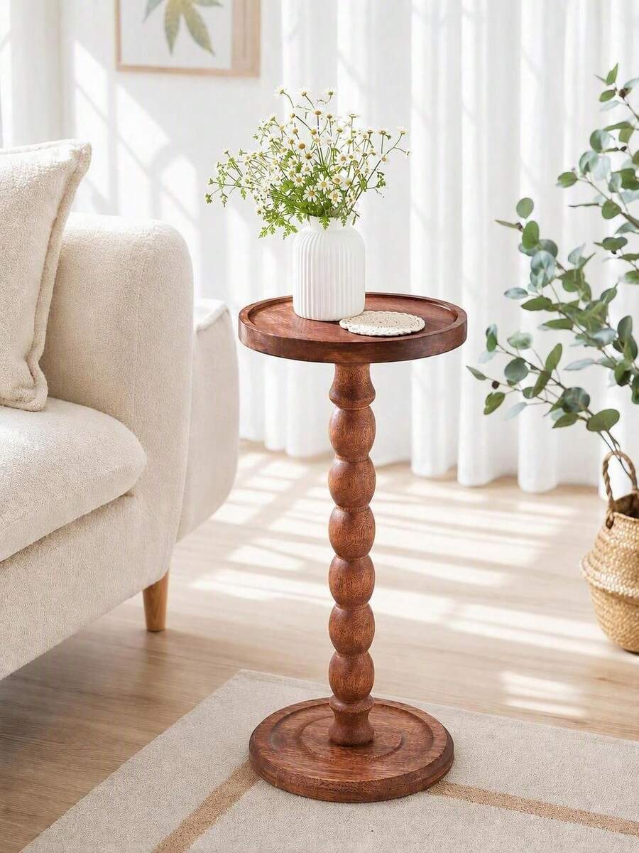 Haus Hana Modern Round Wooden Side Table, End Table, Wooden Coffee Table, Small Console Table, Multi-Functional Base Coffee Table For Living Room, Sofa, Bedroom; Wooden Plant Stand, Home Decor Furniture. Suitable For Living Rooms, Bedrooms, And Bedside Areas. - Multicolor - View 1