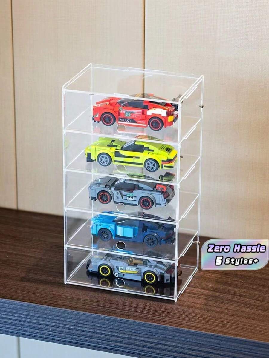 Multiple Layers Clear Acrylic Display Case, Dust‑Proof Desktop Figure Display Cabinet With Lid, Stackable Organizer For Model Cars, Building Blocks, Collectibles - Multicolor 1 - View 1