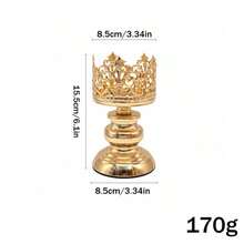 Vintage European Crown Candle Holder, Electroplated Iron Candlestick, Aromatherapy Candle Tray Decor Ornament, Tabletop Candle Container For Home Decor - Multicolor 4 - View 6