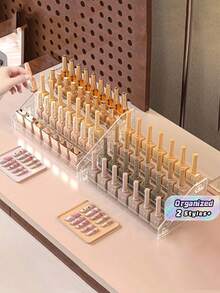 1pc Multi-Layer Transparent Nail Polish Display Rack, Home Daily Use Lipstick Cosmetics Nail Polish Storage Shelf, Plastic Storage Rack/Nail Salon Display Rack/Multi-Layer, Used For Storing Nail Polish. - Clear - View 1