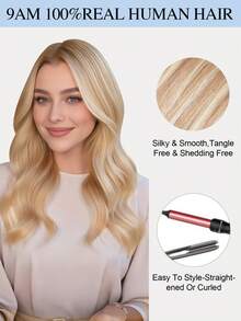 60片膠帶式接髮 真人頭髮，#P18/22 髒金色亮色漂染金 直髮 Remy Hair，14-22英吋，絲滑無縫隱形粗尾髮束，適合細髮增加豐盈感，專業沙龍與日常造型適用於女性與女孩 - SP18/22 - 查看 11
