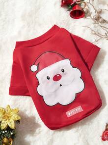 PETSIN 1 Pc Cute Santa Claus Pattern Fleece Dog Sweatshirt, Red - Multicolor - View 4