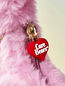 SHEIN X Care Bears Cute 3D Ear Embroidered Plush Bear Handbag, Soft Texture, Spacious, Ideal For Daily Commuting And Casual Outings - Pink - View 8