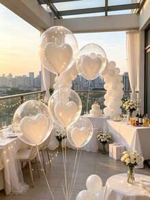 Minimalist Ins‑Style Heart Bobo Balloon Set, Perfect For Birthday Banquets, Marriage Proposals, Engagement Parties, Anniversaries, Wedding Scenes & Various Event Decorations - Bobo ball love white - View 1