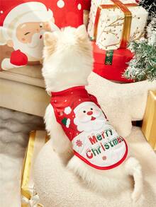 PETSIN 1pc Pet Christmas Red "Merry Christmas" & Santa Graphic Print Cute Dog Tank Top - Multicolor - View 5