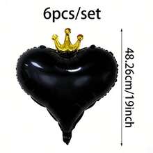 Crown‑Heart Foil Balloon Set, A Preferred Decorative Item For Birthday Banquets, Themed Parties, Arch Scene Arrangements And Family Gatherings. - Black Crown - View 7