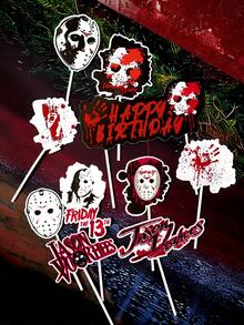 Harley Quinn X SHEIN 15Pcs Birthday Party Decoration Plugin, Dessert Cupcake Decoration Plugin, Cake Decoration - Multicolor - View 2