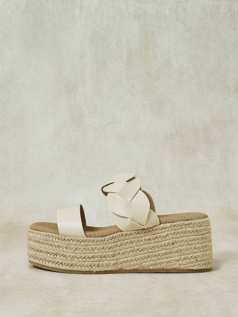 Styleloop Women's Straw-Woven Sole Apricot Woven Belt Women's Platform Sandals Boho Style Is Suitable For Going Out On Vacation Daily Dating Beach Seaside T - Apricot 6 - View 1