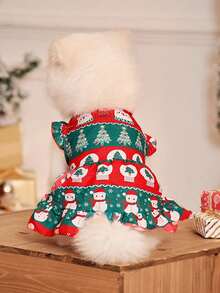 PETSIN 1pc Pet Dog Cat Christmas Snowflake Cute Dress Skirt - Multicolor - View 3