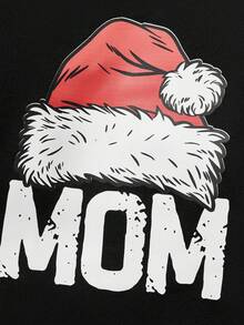 PETSIN 1pc Red And White Plush Christmas Hat With MOM Letter Pattern Print, Soft And Comfortable, Warm Pet Clothing - Multicolor - View 6