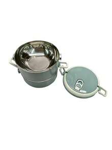 1/2/3/4pcs Round Stainless Steel Inner Liner And Abs Handle Premium Solid Color Lunch Box With Lid, Multi-Layer Compartments, Multi-Functional, High Temperature Resistant, Strong Sealing, Heat Retention, With Handle And Air Vent, Made Of Materials - Baby Blue - View 5